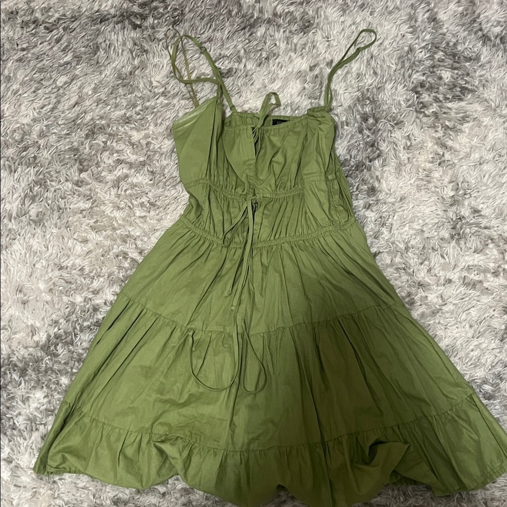 Island Gypsy Olive Mini Dress with Tie Straps